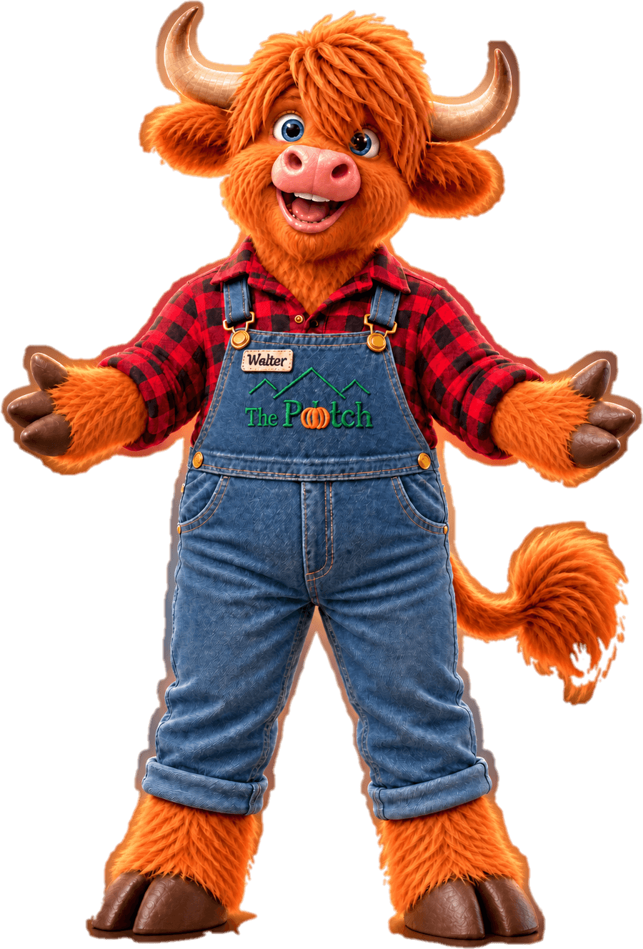 Walter the Steer in his overalls